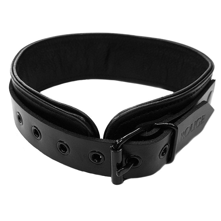 Leather Collar - Black with Black