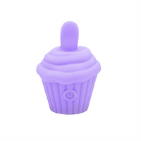 purple cupcake vibrator with tongue sticking out on top