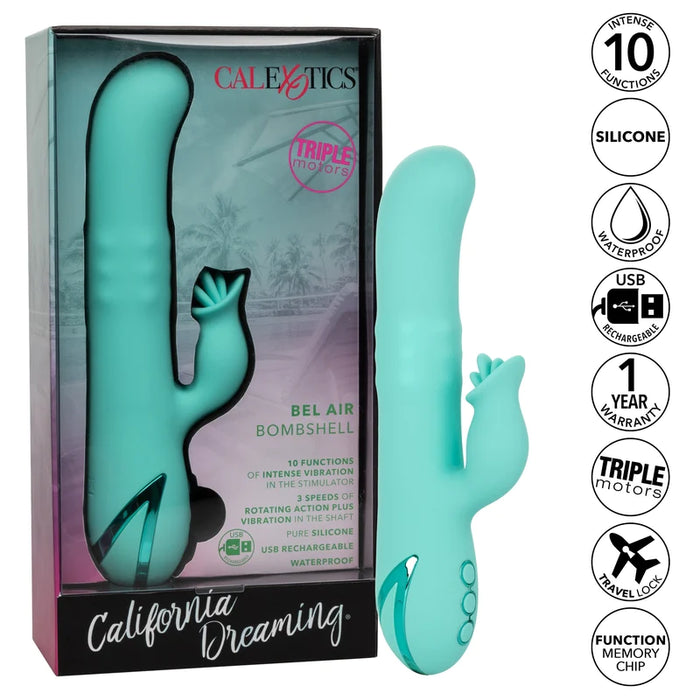green vibrator with clitoral tickler and g spot