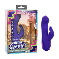 california dreaming purple vibrator with beads beside box packaging