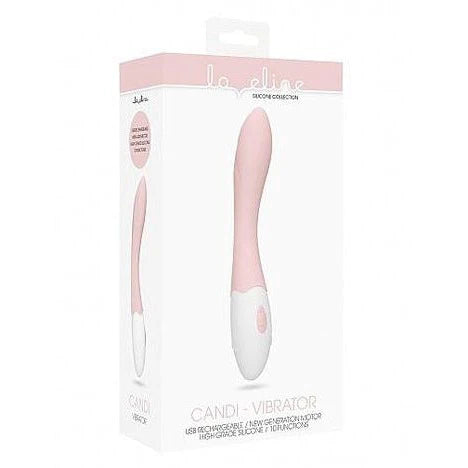 white handle with pink curved outwards vibrator