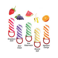 striped candy pecker ring pops in strawberry, grape, kiwi watermelon, banana split and mandarin orange