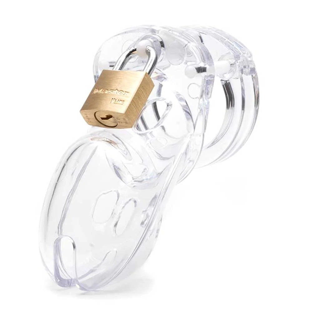 clear male chastity cage with lock