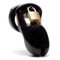black chastity male cage with padlock