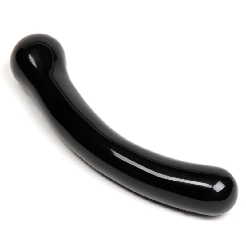 black curved stone dildo