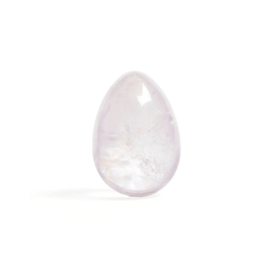 clear yoni egg on a white background
