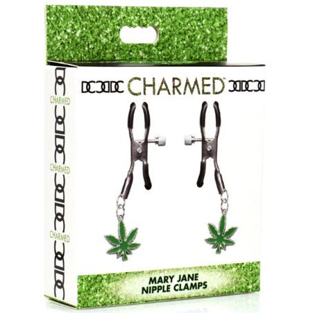 white and green box with picture of adjustable nipple clamps and green leaf