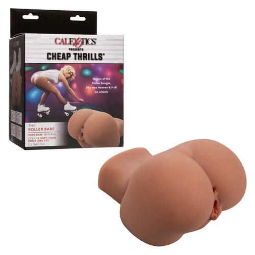 roller babe masturbator with Calexotics 'Cheap Thrills' packaging on a white background