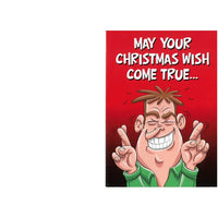 Cartoon character with a red background and text 'May your Christmas wish come true...'