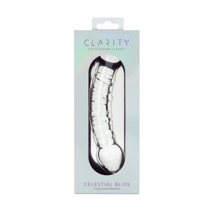 glass ribbed double ended dildo in box package