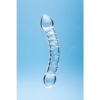 glass ribbed double ended dildo