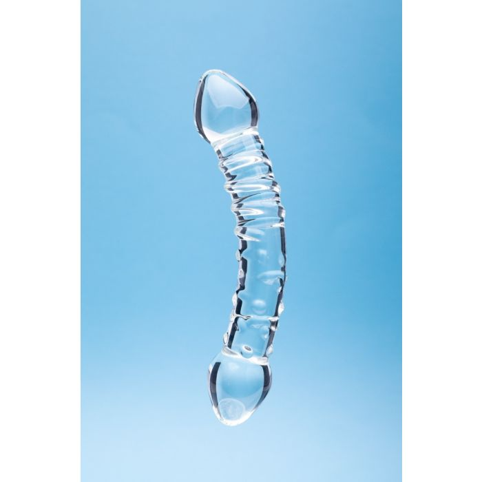 glass ribbed double ended dildo