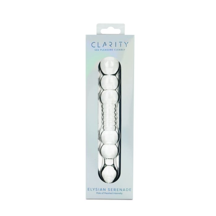 glass double ended dildo in box packaging