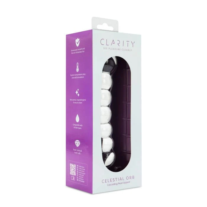 Clarity Celestial Orb packaging with purple and white design on a white background