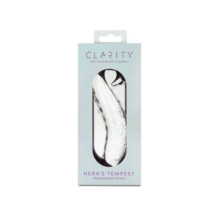 Clarity See Pleasure Clearly Hera's Tempest Ripping Aquatic Fantasy packaging, featuring a glass toy visible through a clear window on a pale blue box.