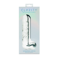 glass dildo with balls in packaging