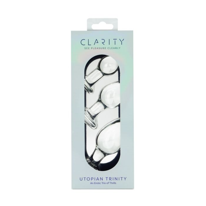 3 glass anal plugs in packaging
