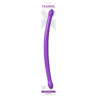 Purple double dildo with 'Classix' branding on a white background