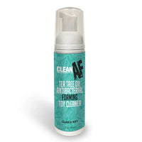 Teal can of Clean AF Tea Tree Oil Antibacterial Foaming Toy Cleaner on a white background