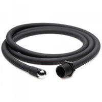 Black  hose with silver nozzle on a white background