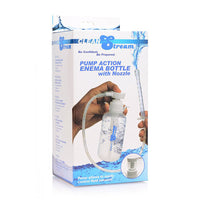 Box of a pump action enema bottle with nozzle on a white background