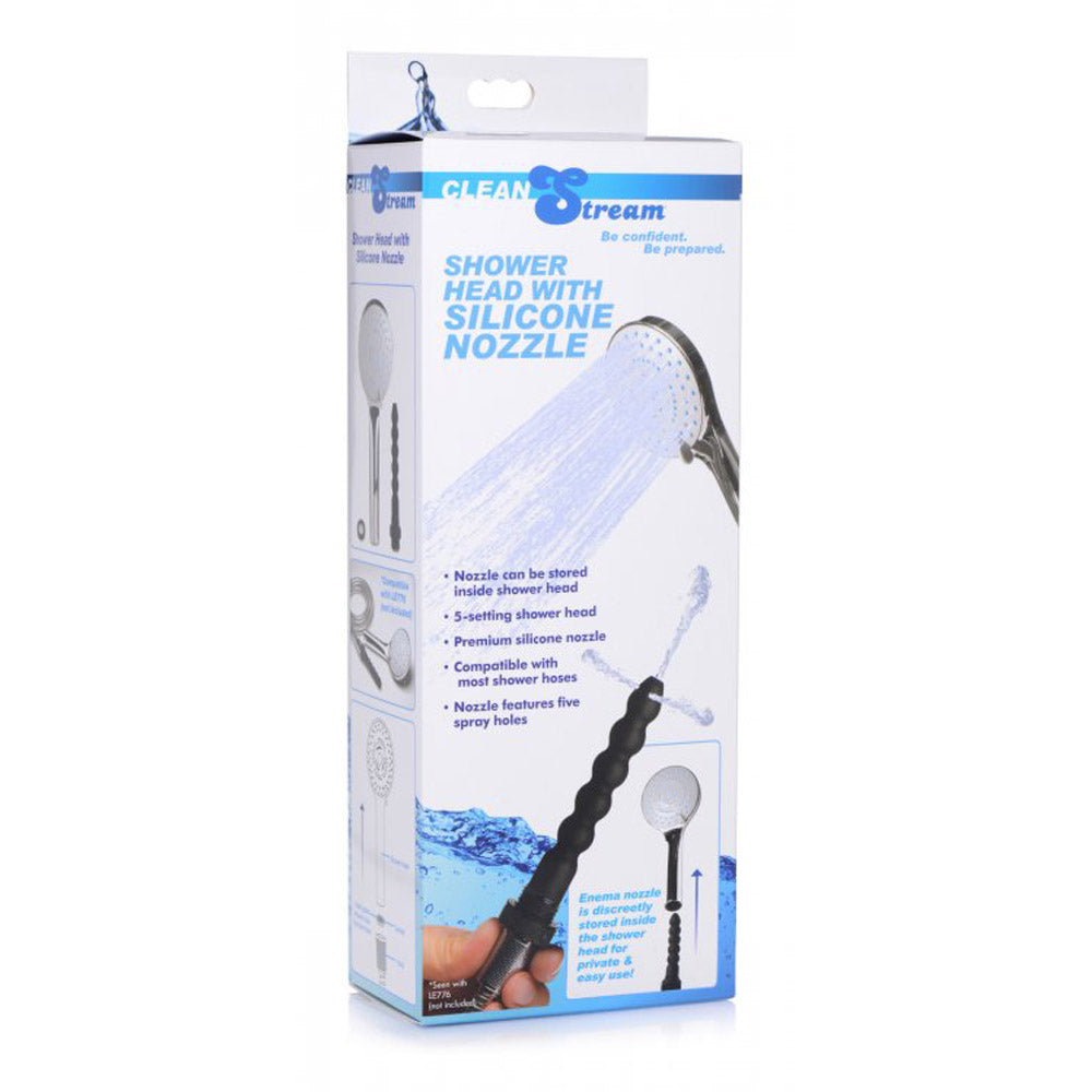 Box of a shower head with silicone nozzle by CleanStream on a white background