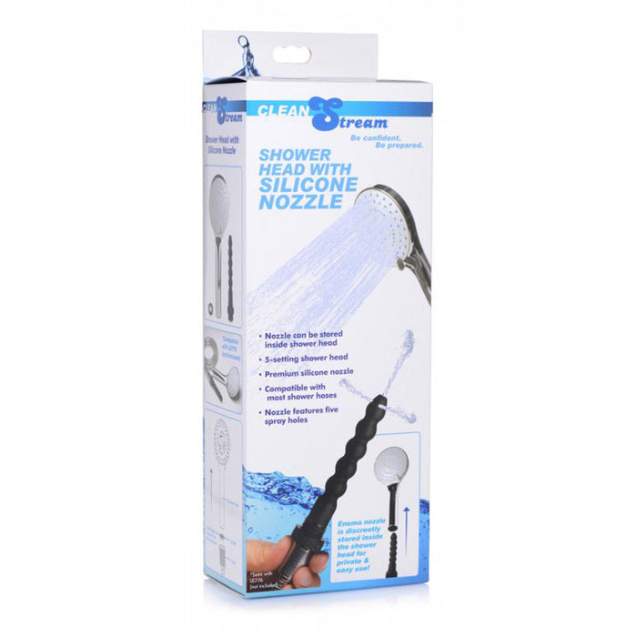 Box of a shower head with silicone nozzle by CleanStream on a white background