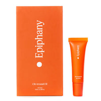 Epiphany Clit Arousal Oil packaging with orange box and tube on a white background