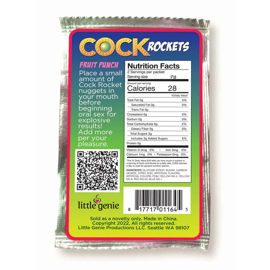 cock rockets fruit punch nutrution facts on white back ground
