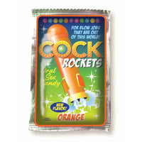 Packaging of Cock Rockets oral sex candy orange with colorful design and text.