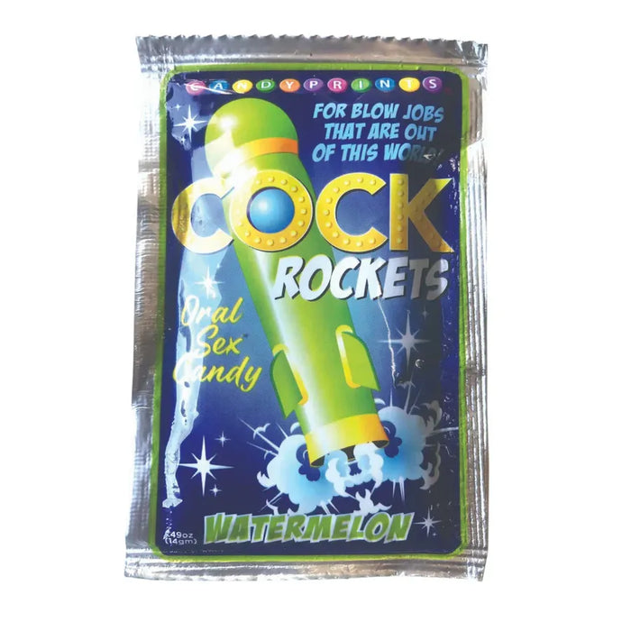 cock rockets watermelon oral sex candy on white back ground
