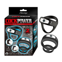 NassToys Cock Power Dual Power Kit featuring two rechargeable vibrating cock ring designs with dual-ring support, ball stretcher options, powerful vibrations, and 10 vibration functions for versatile stimulation.