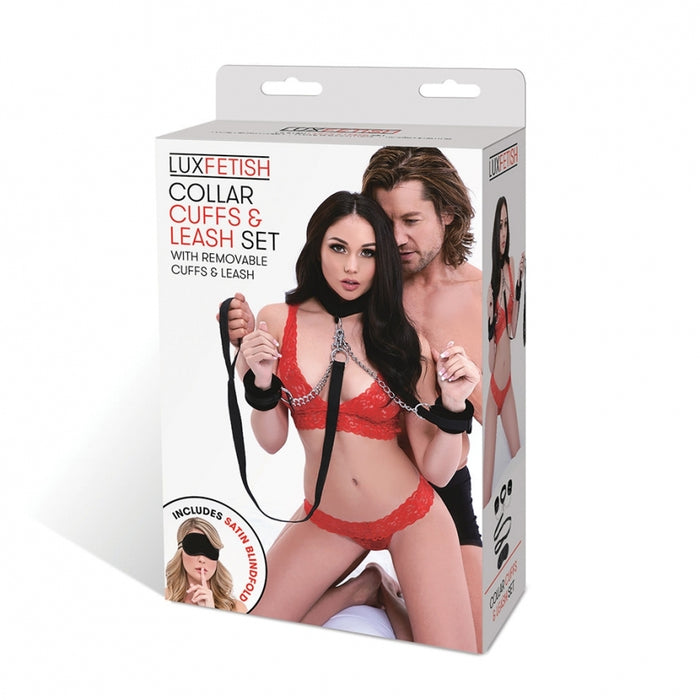 collar cuffs & leash set by lux fetish source adult toys