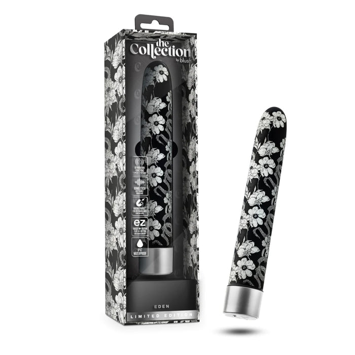 black & white flowered slim vibrator