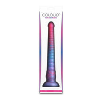 long pink multi colored dildo on box packaging