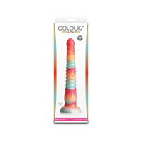 red multi colored dildo 9" on box