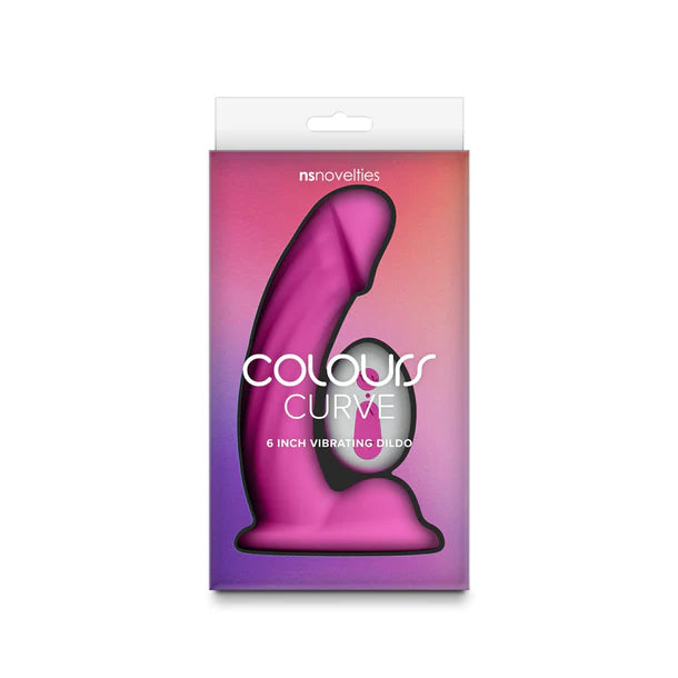 Package of a 6-inch vibrating dildo with 'Colours Curve' branding on a white background.