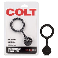colt plastic package with black silicone weighted cock ring