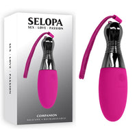 pink vibrating egg shape bullet with chrome handle and pink cord