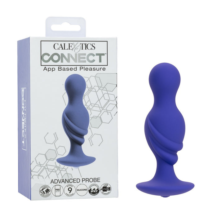 Blue silicone probe with packaging labeled 'Calexotics Connect' on a white background