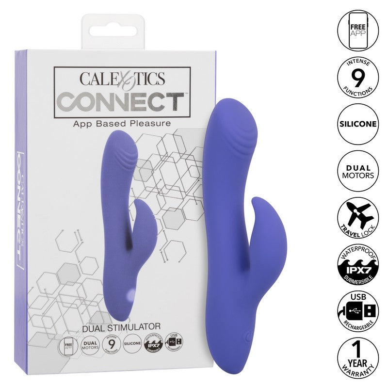 purple vibrator with clitoral stimulation with specs chart and box display