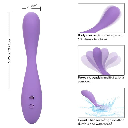 purple curved vibrator with slender middle specs