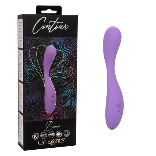 purple curved vibrator with slender middle with box