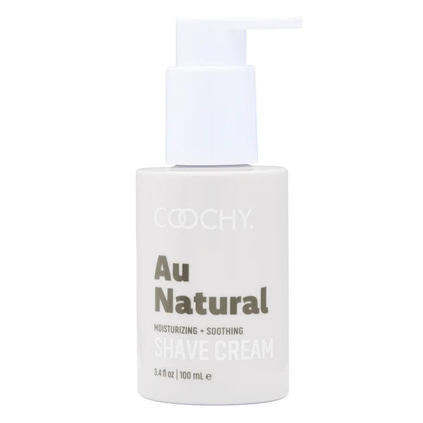 a white bottle of coochy au natural shave cream