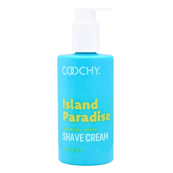 a blue bobble of coochy island paradise shave cream