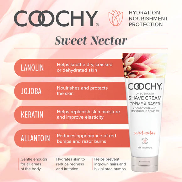 coochy sweet nectar shave cream specs