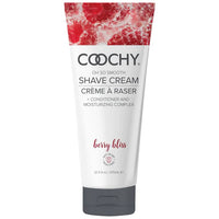 white and red tube of berry bliss shaving cream 12.5oz