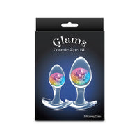 Glam's Cosmic 2pc Kit anal plugs packaging with colorful design on a black background