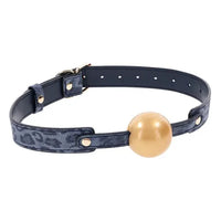 snake skin print ball gag with gold ball