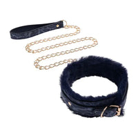 black and snake skin faux fur collar with gold leash and snake print handle